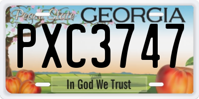 GA license plate PXC3747