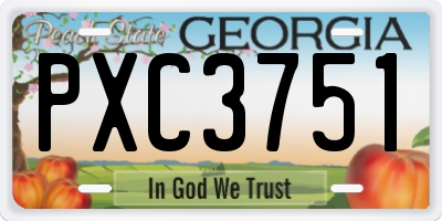GA license plate PXC3751