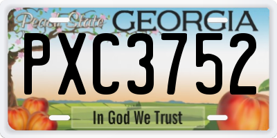 GA license plate PXC3752