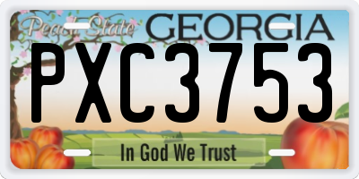 GA license plate PXC3753
