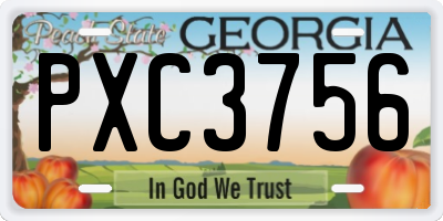 GA license plate PXC3756