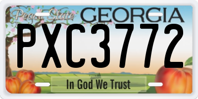 GA license plate PXC3772