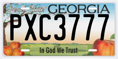 GA license plate PXC3777