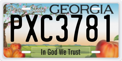 GA license plate PXC3781