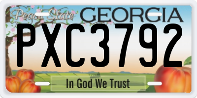 GA license plate PXC3792