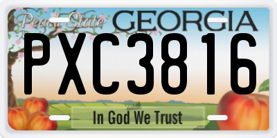 GA license plate PXC3816