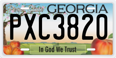 GA license plate PXC3820