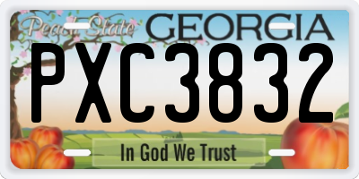 GA license plate PXC3832