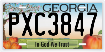 GA license plate PXC3847
