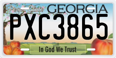 GA license plate PXC3865