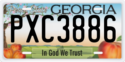 GA license plate PXC3886