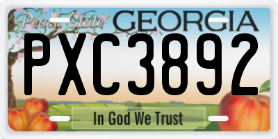 GA license plate PXC3892