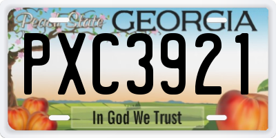 GA license plate PXC3921