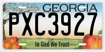 GA license plate PXC3927