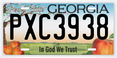 GA license plate PXC3938