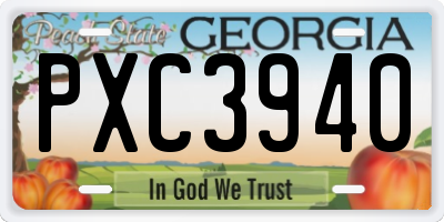 GA license plate PXC3940