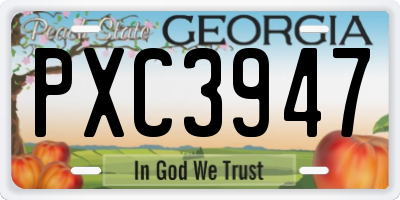 GA license plate PXC3947