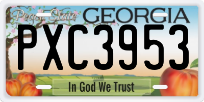 GA license plate PXC3953