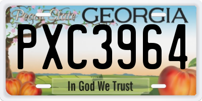 GA license plate PXC3964