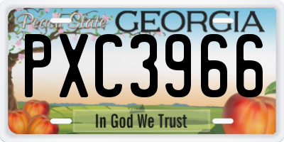 GA license plate PXC3966