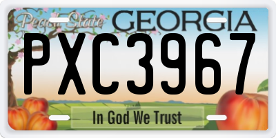 GA license plate PXC3967