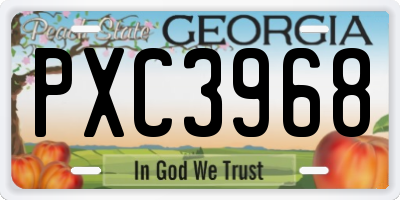 GA license plate PXC3968
