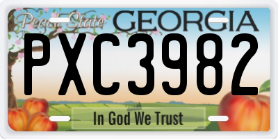 GA license plate PXC3982
