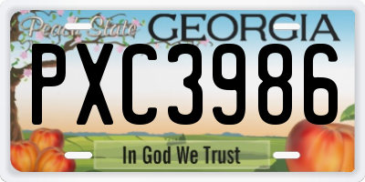 GA license plate PXC3986