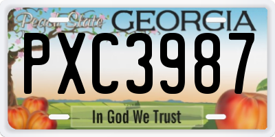 GA license plate PXC3987