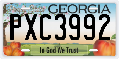 GA license plate PXC3992