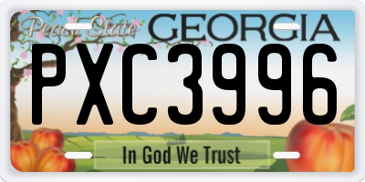 GA license plate PXC3996