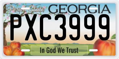 GA license plate PXC3999