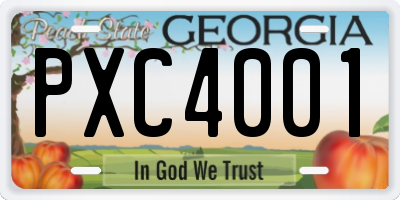 GA license plate PXC4001