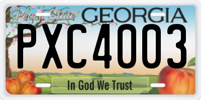 GA license plate PXC4003