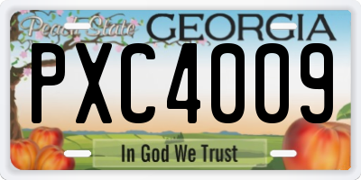 GA license plate PXC4009