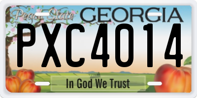 GA license plate PXC4014