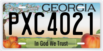 GA license plate PXC4021
