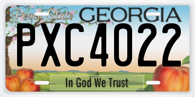 GA license plate PXC4022