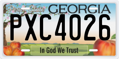 GA license plate PXC4026