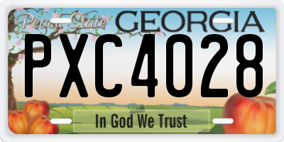 GA license plate PXC4028