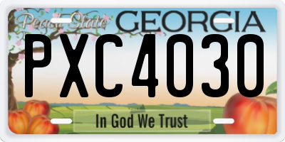 GA license plate PXC4030