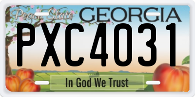 GA license plate PXC4031