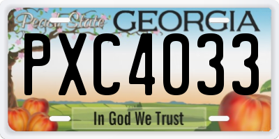 GA license plate PXC4033