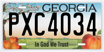 GA license plate PXC4034