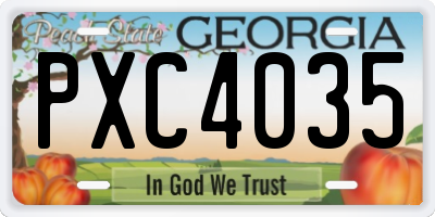GA license plate PXC4035