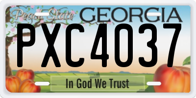 GA license plate PXC4037