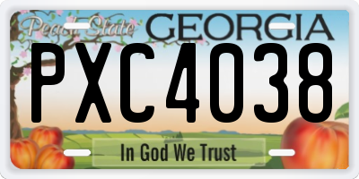 GA license plate PXC4038