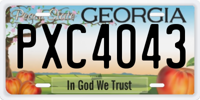 GA license plate PXC4043
