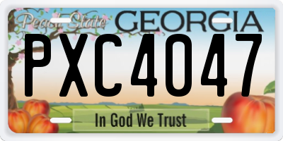 GA license plate PXC4047