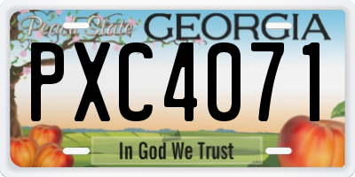 GA license plate PXC4071